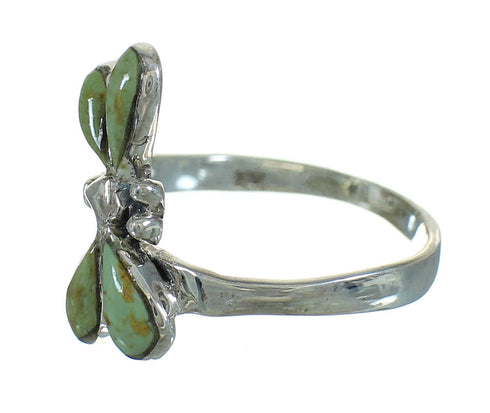 Southwest Dragonfly Sterling Silver Turquoise Ring Size 7-3/4 RX88141